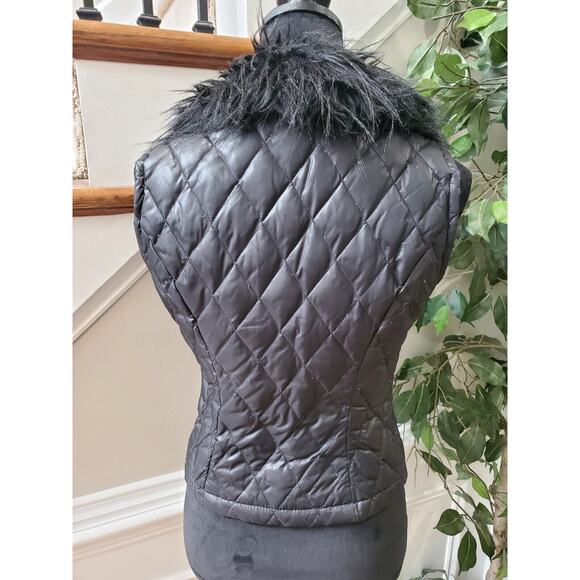 Cache Womens Black Fur 100% Nylon Sleeveless Full Zipper Casual Vest Size Small - Picture 7 of 12